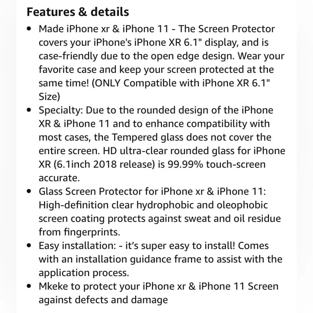 Screen Protector, Tempered Glass Film Apple iPhone 11 or iPhone XR, 3-Pack Clear